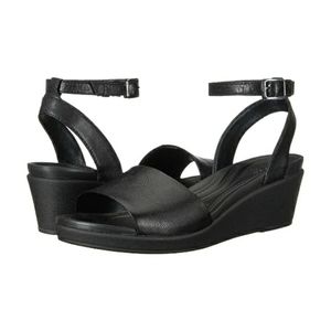 Crocs Leigh Ann Leather Wedge Heel Sandals